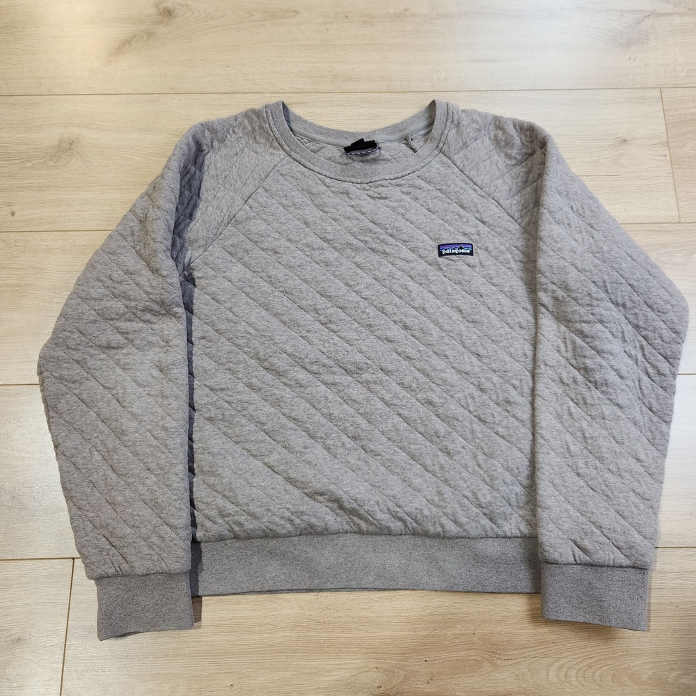Patagonia Organic Cotton Quilt Crew Sweatshirt Womens XL Gray Knit Pullover